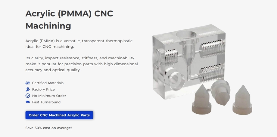 acrylic pmma cnc machining services